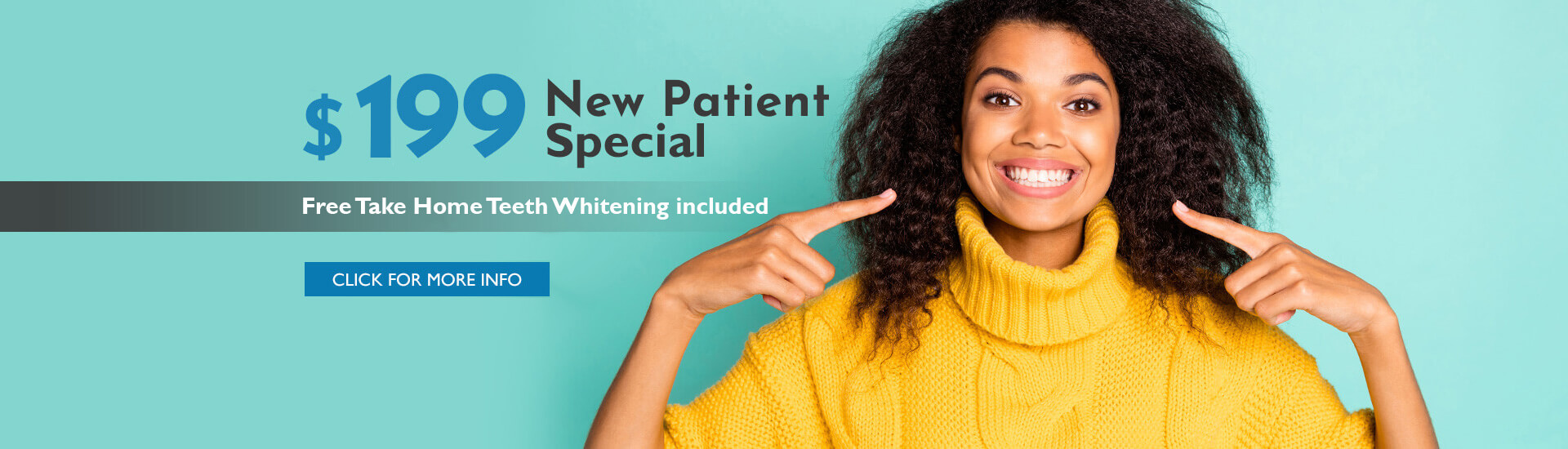 Home page Dentist Offer banner for new patients and free teeth whitening